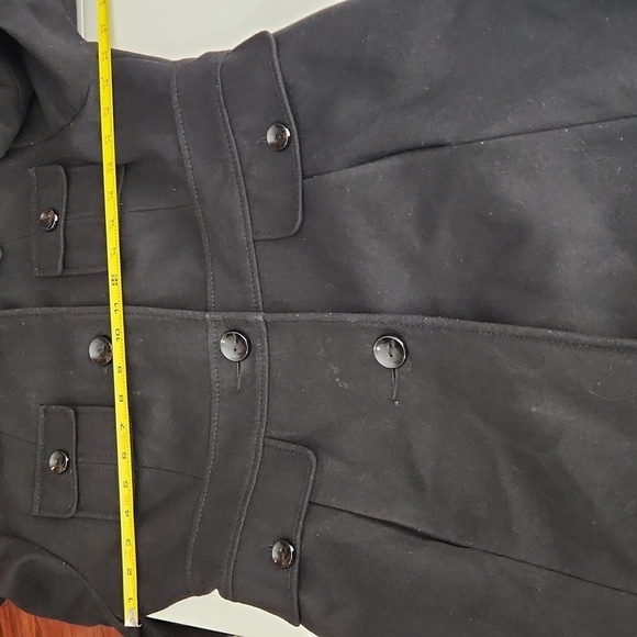 Kenneth Cole Reaction Womens Coat Size 12 Back Trench Wool Blend Black Jacket - Picture 14 of 15